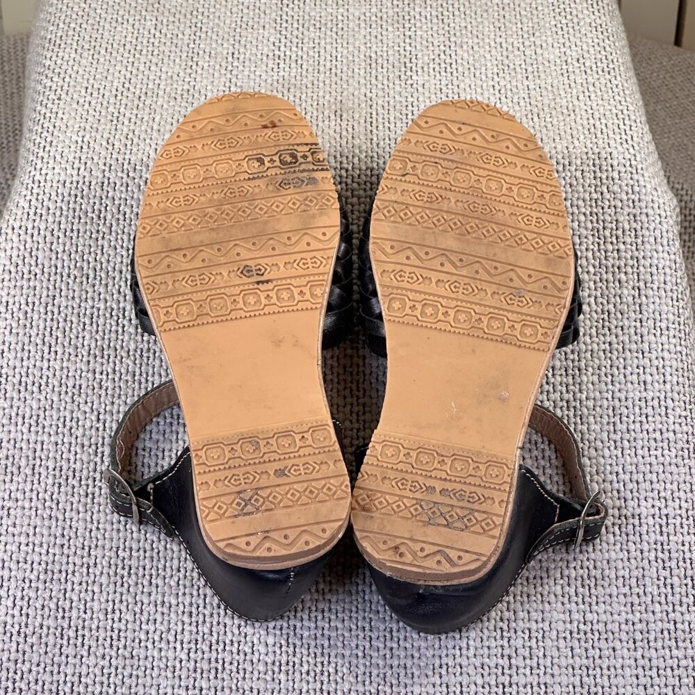 JVS Artisanal Women's Sunflower Black Leather Mexican Made Huarache Size 6.5 US - Picture 8 of 8